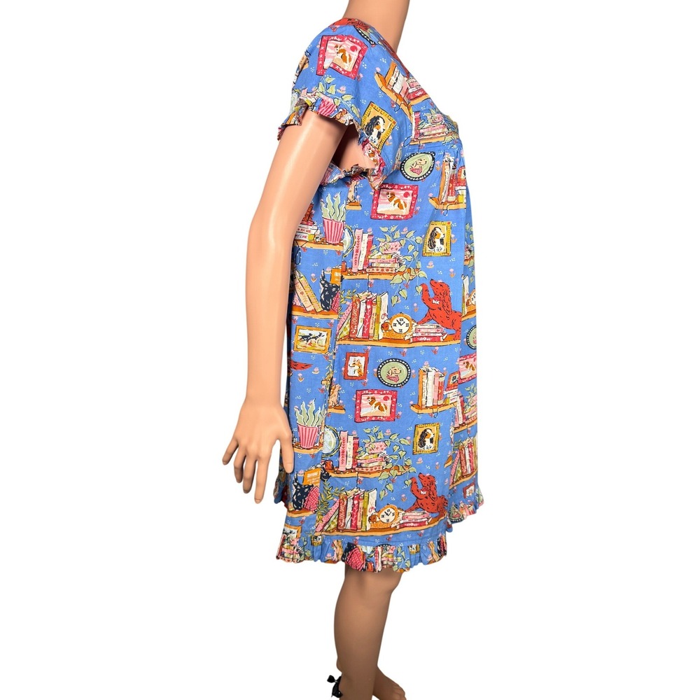 Printfresh Blue Novelty Print Cotton Nightgown - Picture 3 of 9